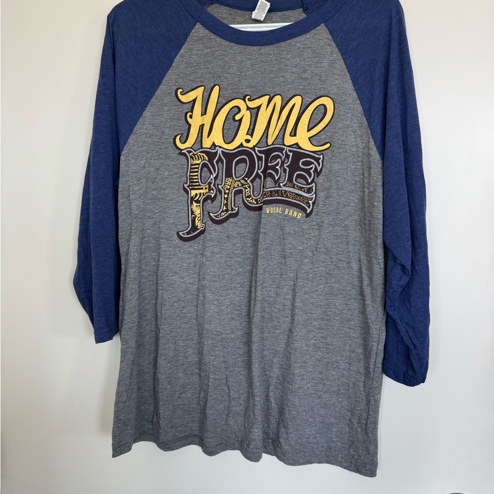Autographed - original Home Free Gray & Navy Raglan Tee with Yellow Script